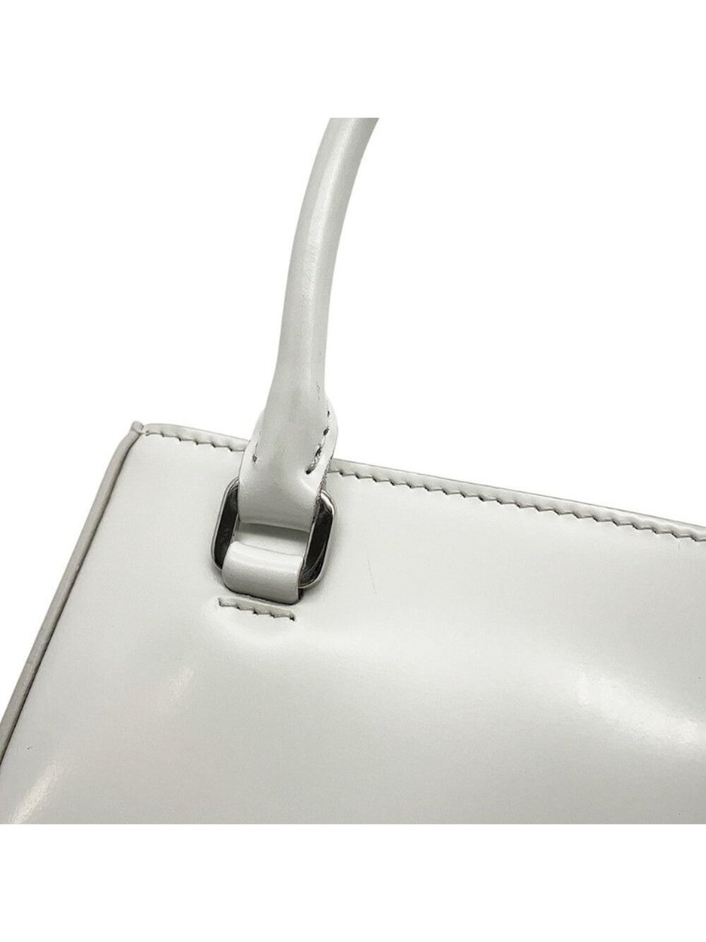 Prada Handbag Spazzolato Small Triangle Logo Leather 2-Way Shoulder White - Picture 9 of 10